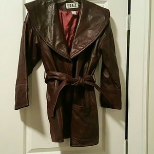 Medium Length Leather Coat